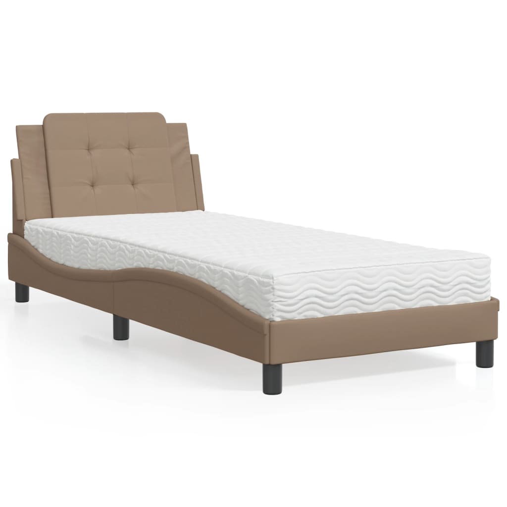 Polster-Einzelbett Modell inkl. Matratze, Kunstlederbezug 80x200 cm