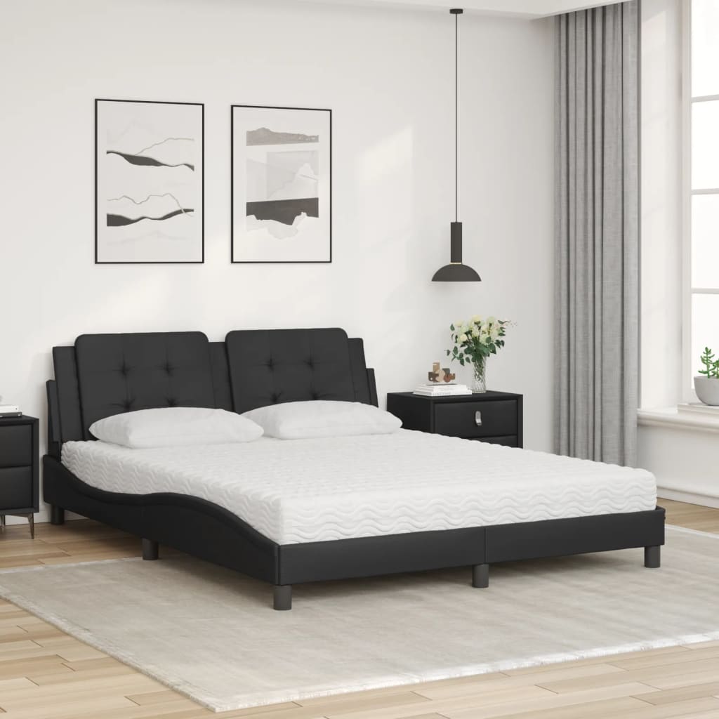 Polster-Doppelbett Modell inkl. Matratze, Kunstlederbezug 160x200 cm