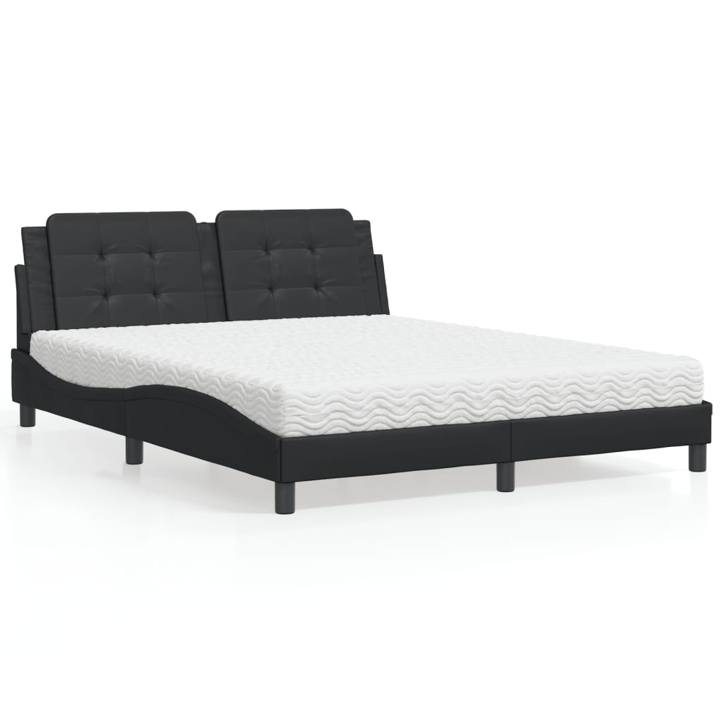 Polster-Doppelbett Modell inkl. Matratze, Kunstlederbezug 160x200 cm