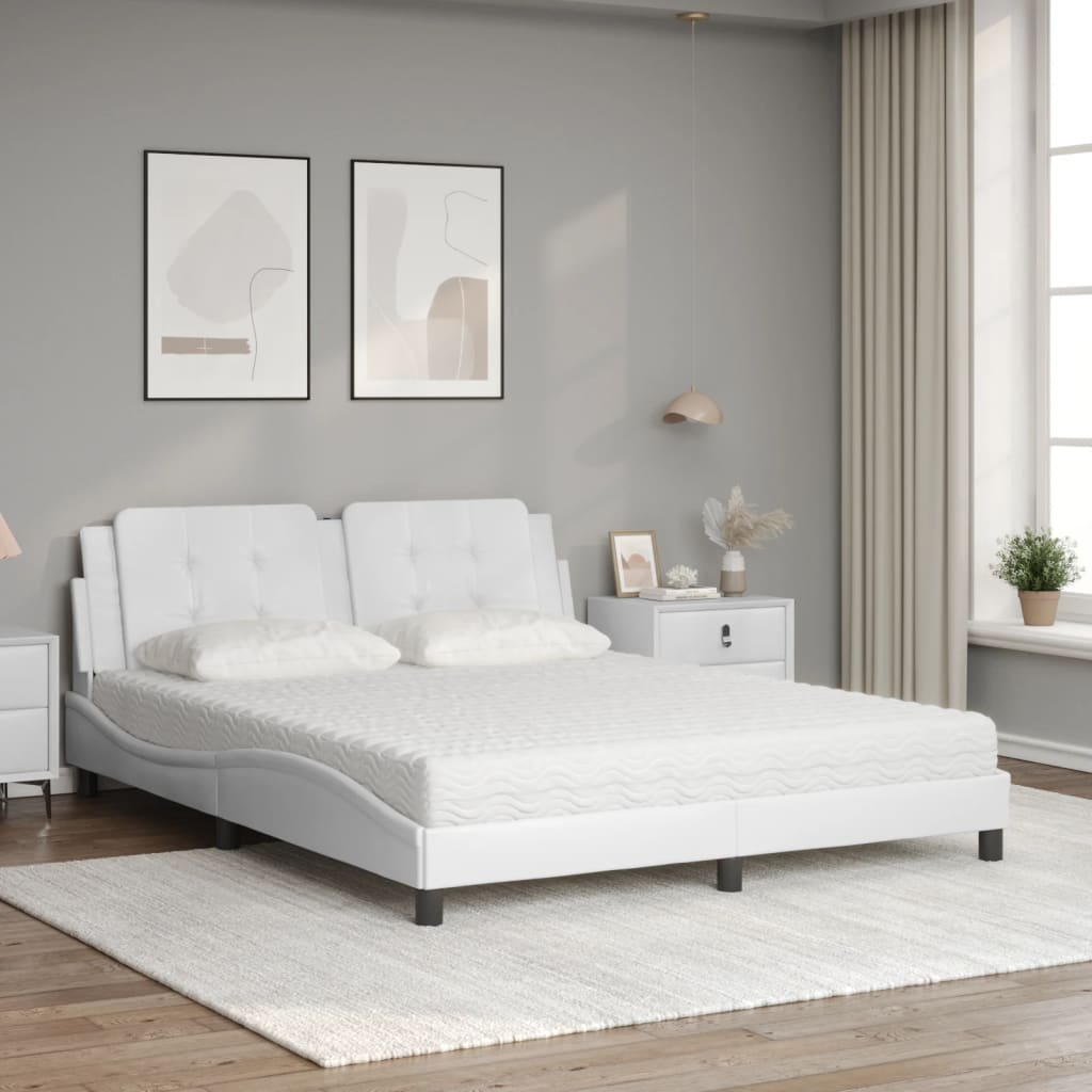 Polster-Doppelbett Modell inkl. Matratze, Kunstlederbezug 160x200 cm