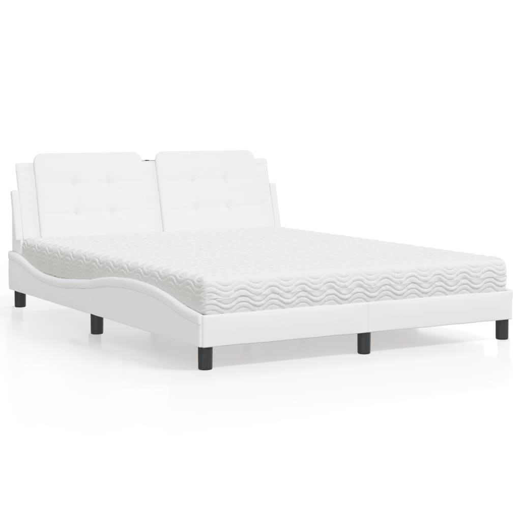 Polster-Doppelbett Modell inkl. Matratze, Kunstlederbezug 160x200 cm
