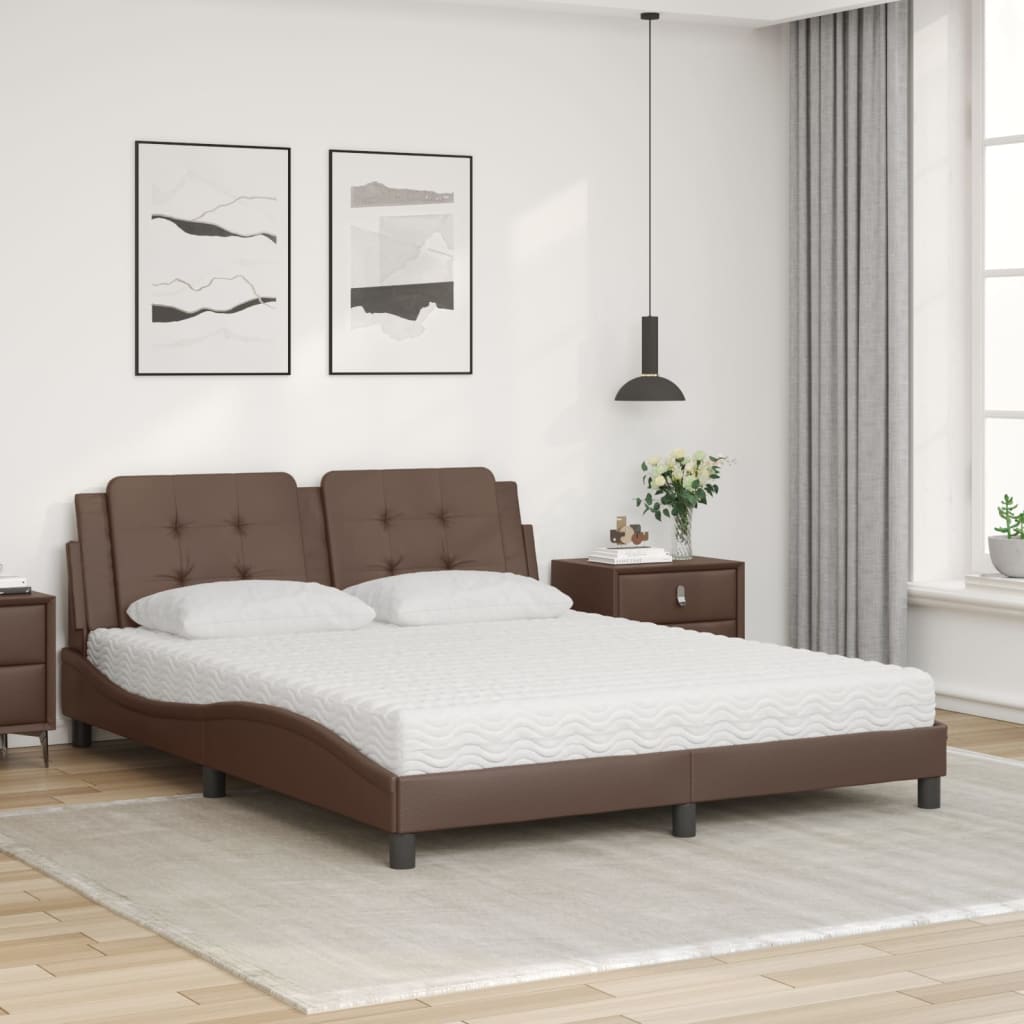 Polster-Doppelbett Modell inkl. Matratze, Kunstlederbezug 160x200 cm