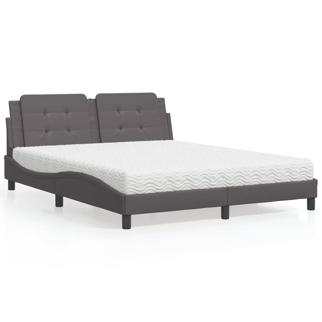 Polster-Doppelbett Modell inkl. Matratze, Kunstlederbezug 160x200 cm