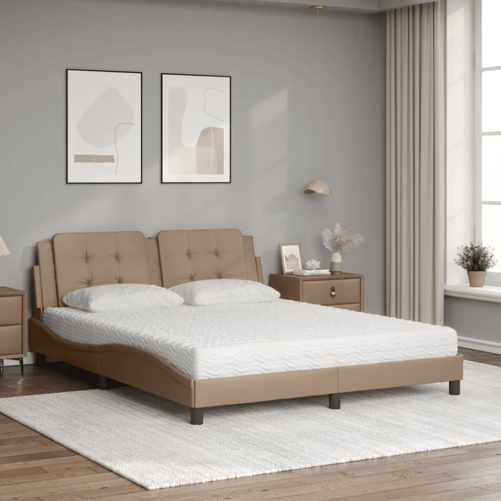 Polster-Doppelbett Modell inkl. Matratze, Kunstlederbezug 160x200 cm