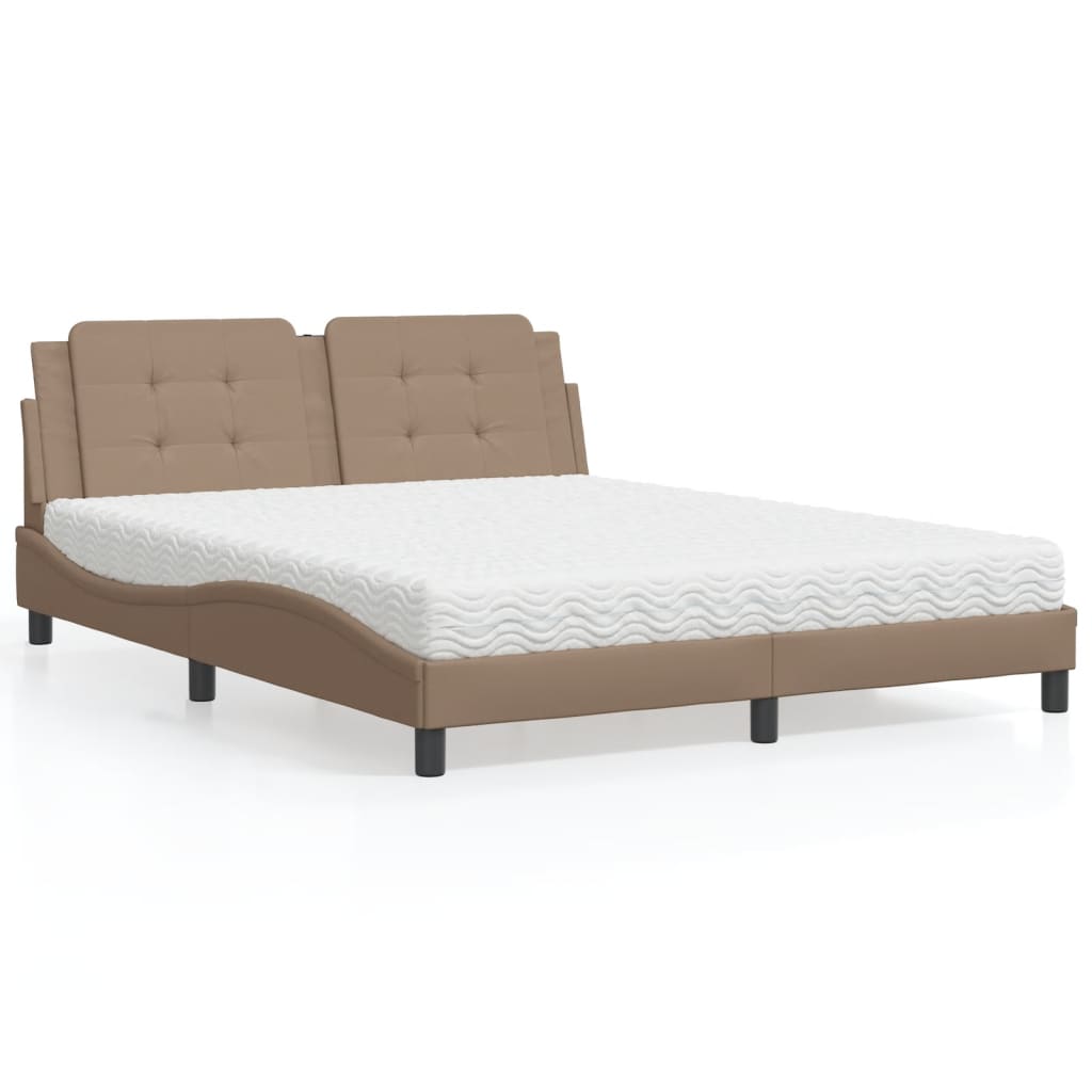 Polster-Doppelbett Modell inkl. Matratze, Kunstlederbezug 160x200 cm