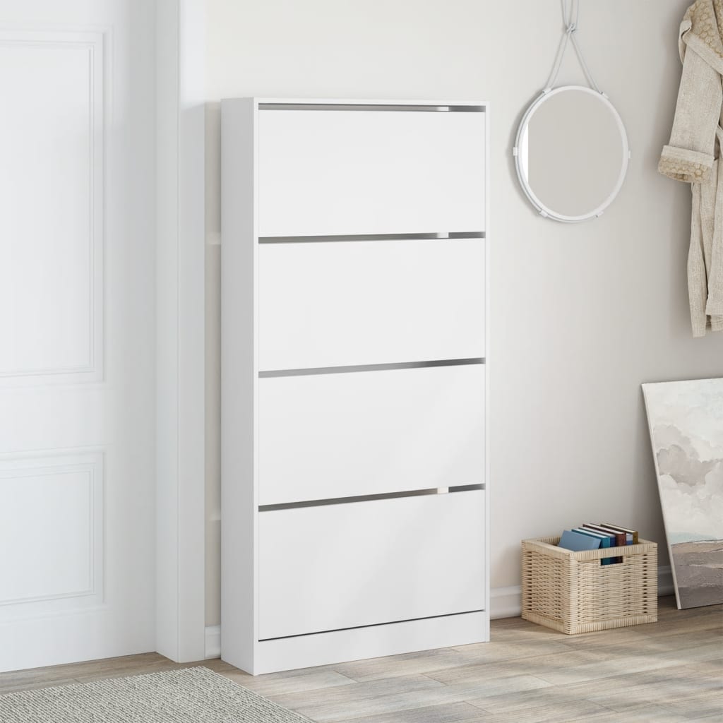 Schuhschrank mit 4 Klappen Sonoma-Eiche 80x21x163,5 cm