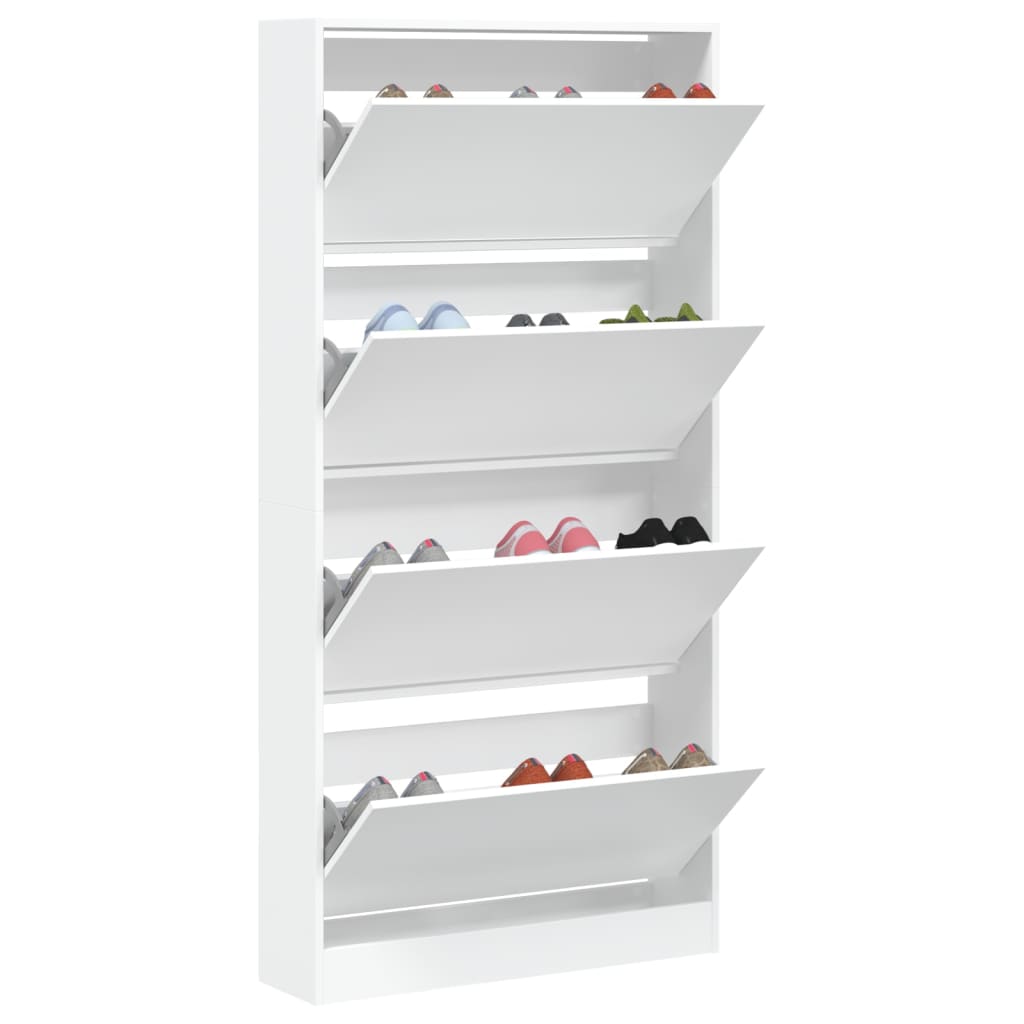 Schuhschrank mit 4 Klappen Sonoma-Eiche 80x21x163,5 cm