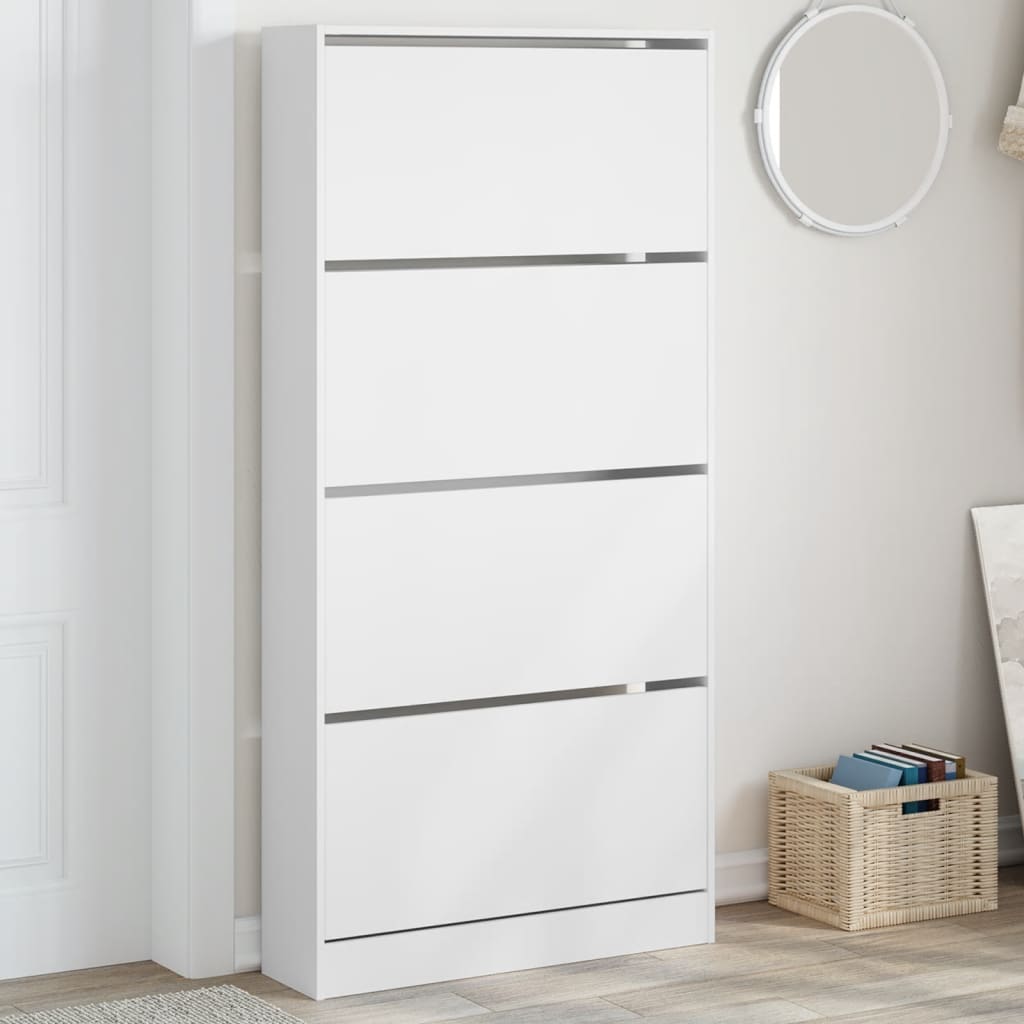Schuhschrank mit 4 Klappen Sonoma-Eiche 80x21x163,5 cm