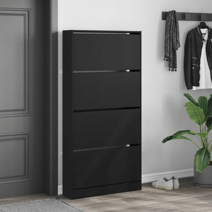Schuhschrank mit 4 Klappen Sonoma-Eiche 80x21x163,5 cm
