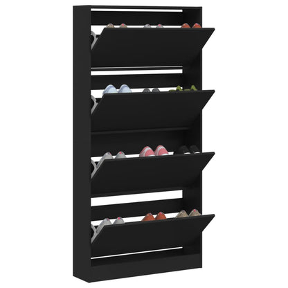 Schuhschrank mit 4 Klappen Sonoma-Eiche 80x21x163,5 cm