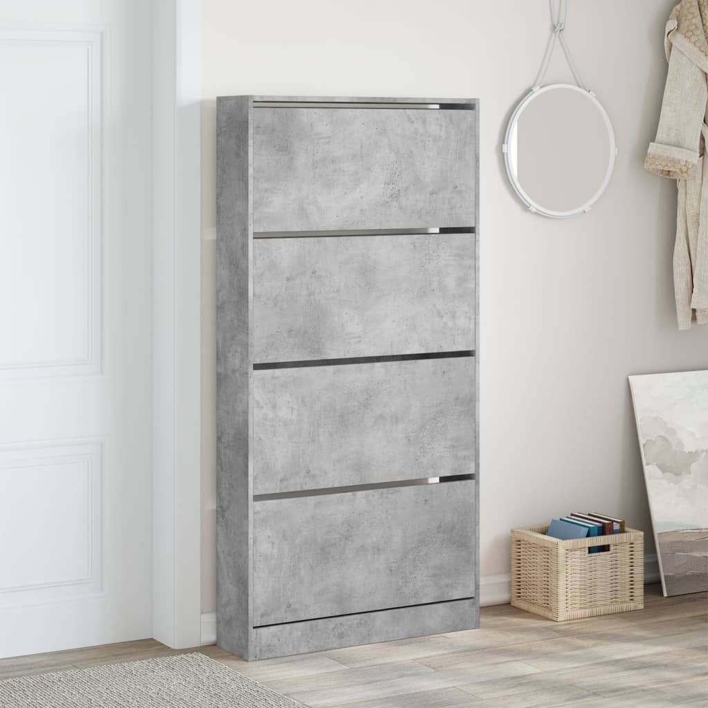 Schuhschrank mit 4 Klappen Sonoma-Eiche 80x21x163,5 cm