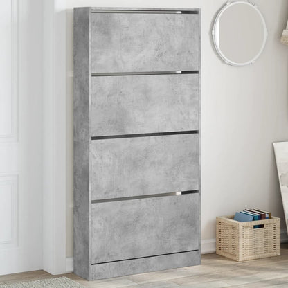 Schuhschrank mit 4 Klappen Sonoma-Eiche 80x21x163,5 cm