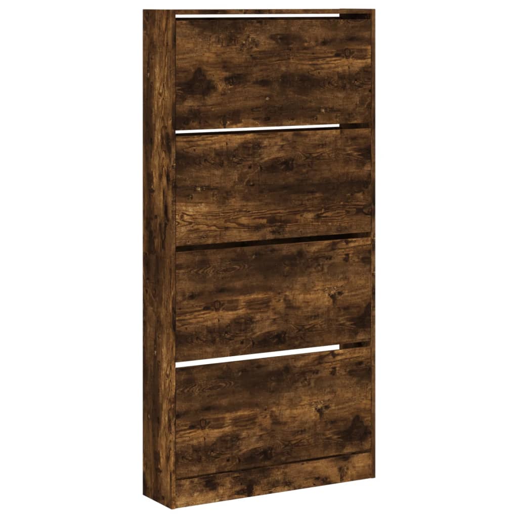 Schuhschrank mit 4 Klappen Sonoma-Eiche 80x21x163,5 cm