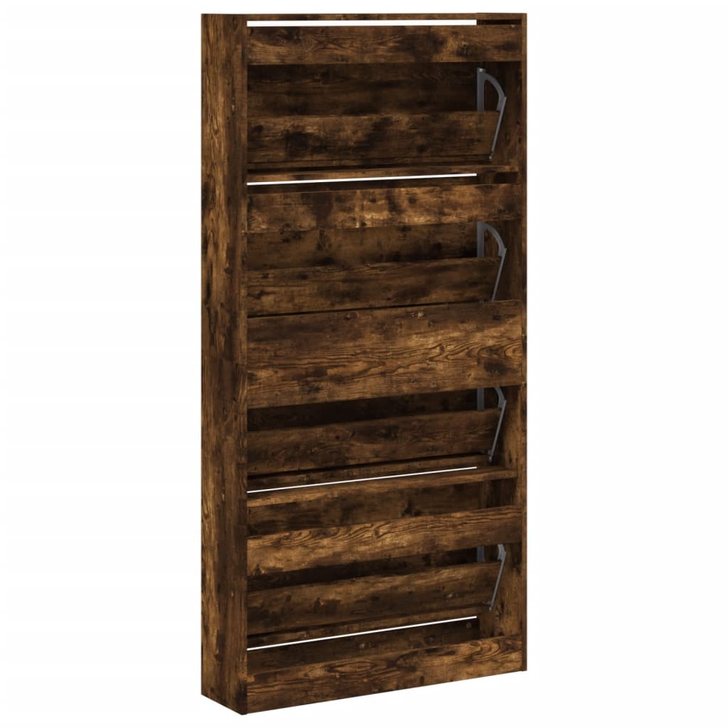 Schuhschrank mit 4 Klappen Sonoma-Eiche 80x21x163,5 cm