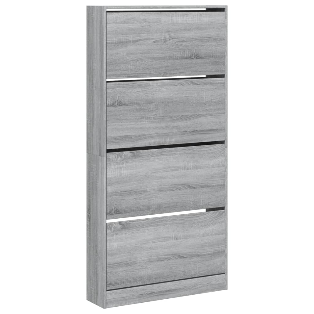 Schuhschrank mit 4 Klappen Sonoma-Eiche 80x21x163,5 cm