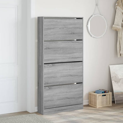 Schuhschrank mit 4 Klappen Sonoma-Eiche 80x21x163,5 cm