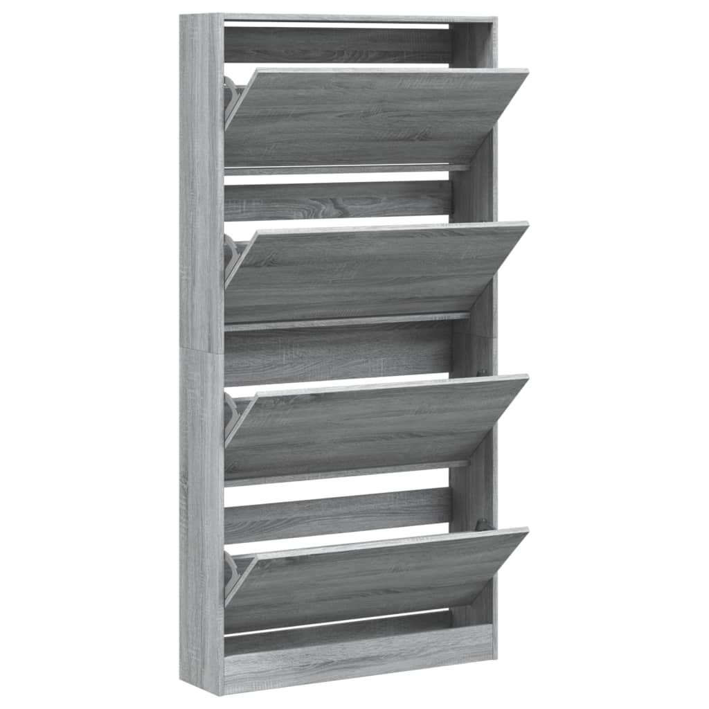Schuhschrank mit 4 Klappen Sonoma-Eiche 80x21x163,5 cm