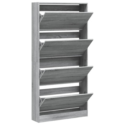 Schuhschrank mit 4 Klappen Sonoma-Eiche 80x21x163,5 cm