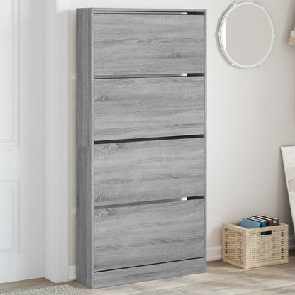 Schuhschrank mit 4 Klappen Sonoma-Eiche 80x21x163,5 cm