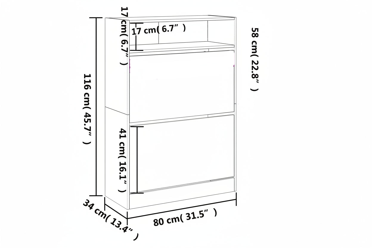 Schuhschrank mit 2 Klappen Weiß 80x34x116 cm