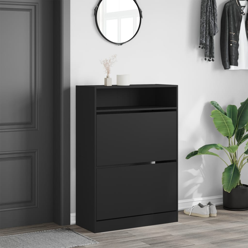 Schuhschrank mit 2 Klappen Weiß 80x34x116 cm