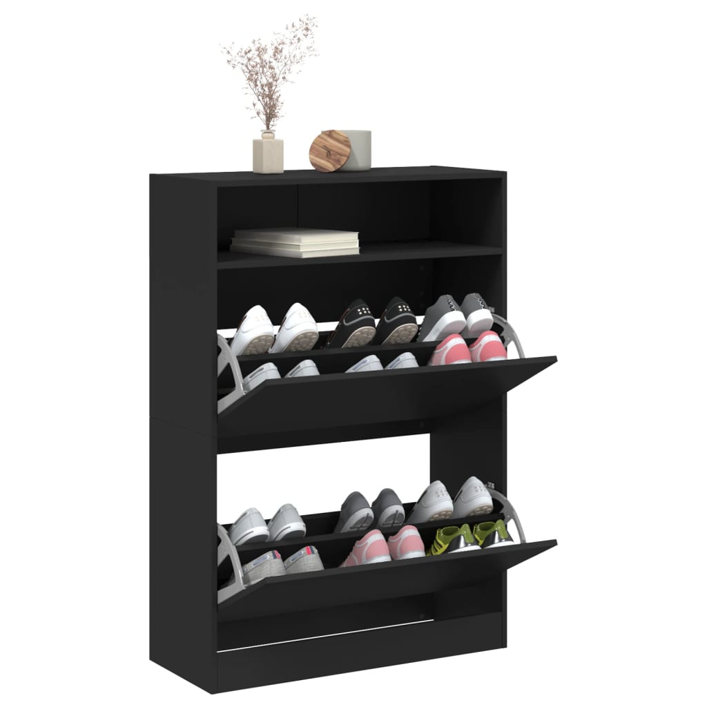 Schuhschrank mit 2 Klappen Weiß 80x34x116 cm