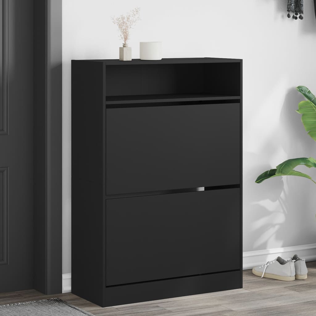Schuhschrank mit 2 Klappen Weiß 80x34x116 cm