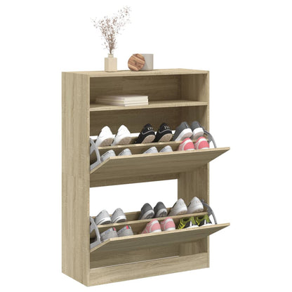 Schuhschrank mit 2 Klappen Weiß 80x34x116 cm