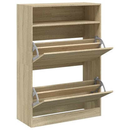 Schuhschrank mit 2 Klappen Weiß 80x34x116 cm
