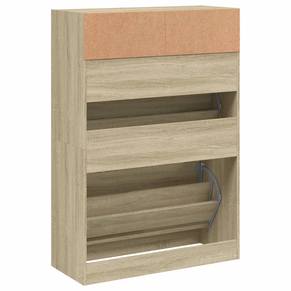 Schuhschrank mit 2 Klappen Weiß 80x34x116 cm