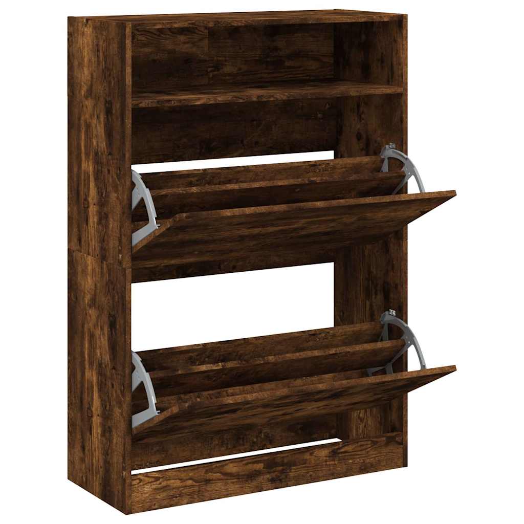 Schuhschrank mit 2 Klappen Weiß 80x34x116 cm