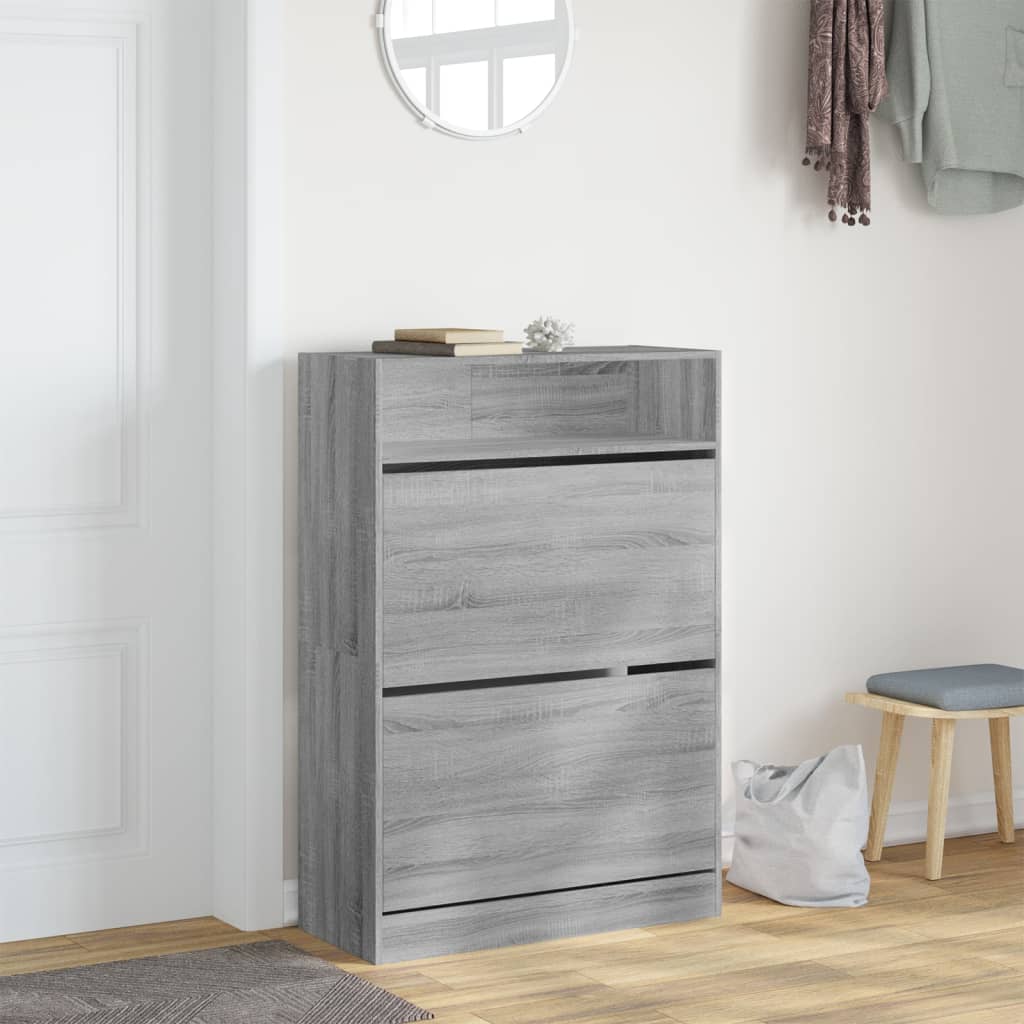 Schuhschrank mit 2 Klappen Weiß 80x34x116 cm