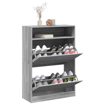 Schuhschrank mit 2 Klappen Weiß 80x34x116 cm