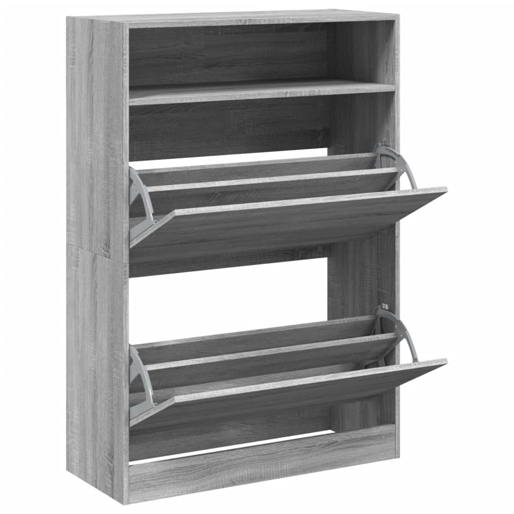 Schuhschrank mit 2 Klappen Weiß 80x34x116 cm
