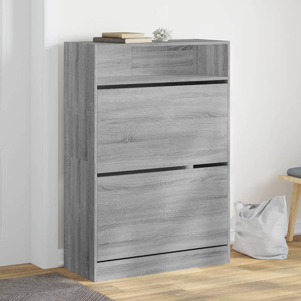 Schuhschrank mit 2 Klappen Weiß 80x34x116 cm