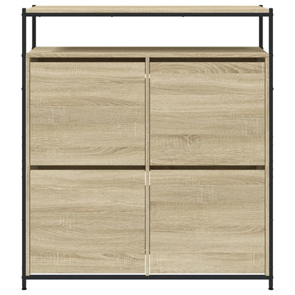Schuhschrank mit 4 Klappen Braun Eiche-Optik 100x34x112 cm