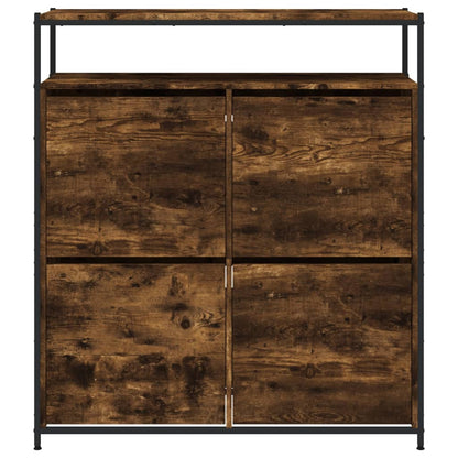 Schuhschrank mit 4 Klappen Braun Eiche-Optik 100x34x112 cm