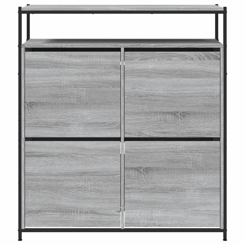 Schuhschrank mit 4 Klappen Braun Eiche-Optik 100x34x112 cm