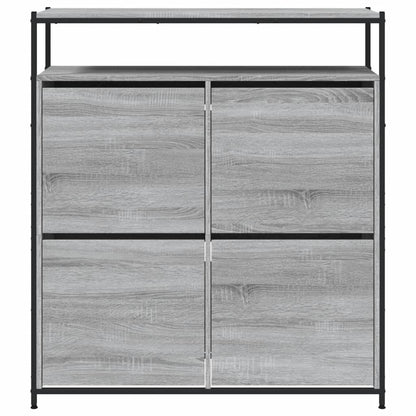 Schuhschrank mit 4 Klappen Braun Eiche-Optik 100x34x112 cm