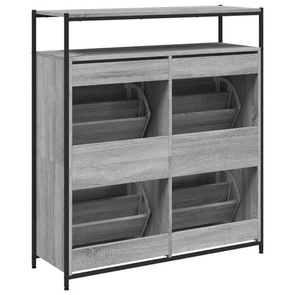 Schuhschrank mit 4 Klappen Braun Eiche-Optik 100x34x112 cm