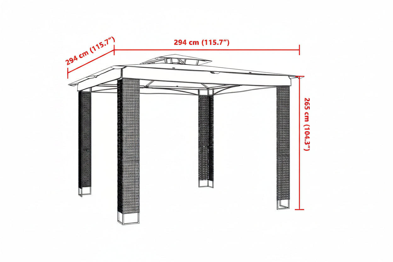 Pavillon Mit Doppeldach 2,94X2,94 M Stahl