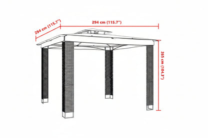 Pavillon Mit Doppeldach 2,94X2,94 M Stahl