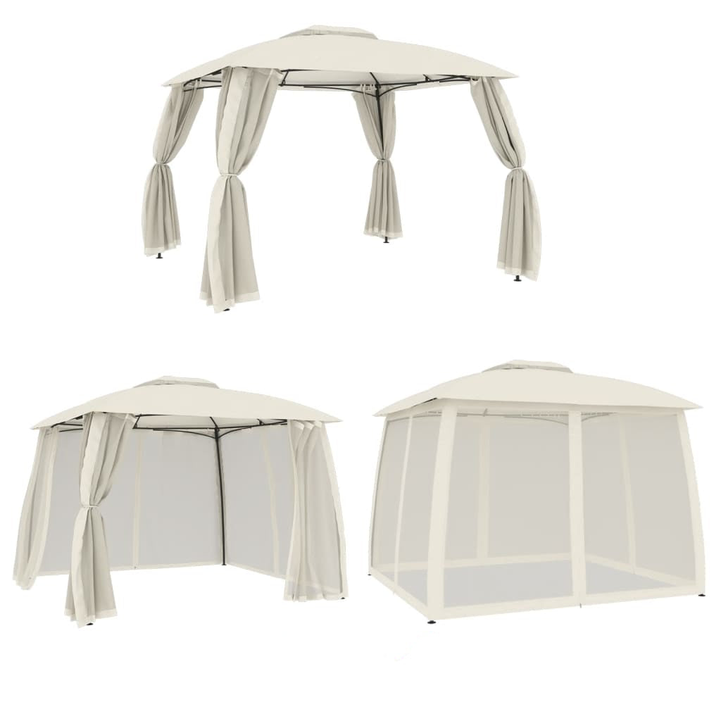 Pavillon Mit Doppeldach & Netzwänden 2,93X2,93 M Stahl