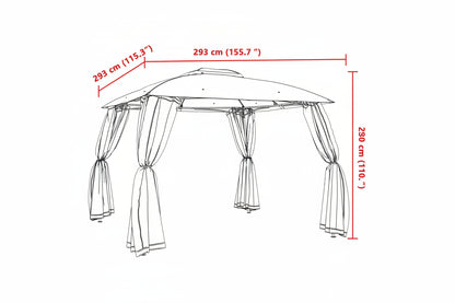 Pavillon Mit Doppeldach & Netzwänden 2,93X2,93 M Stahl