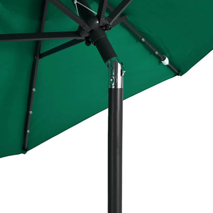 Sonnenschirm mit LED und Stahlmast Weiß 225x225x212 cm