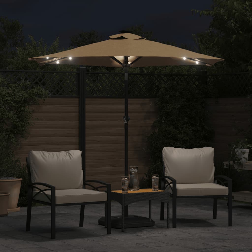 Sonnenschirm mit LED und Stahlmast Weiß 225x225x212 cm