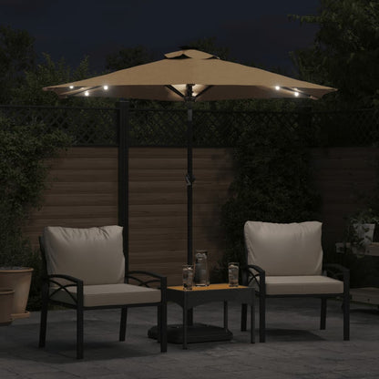 Sonnenschirm mit LED und Stahlmast Weiß 225x225x212 cm
