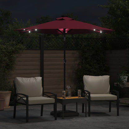 Sonnenschirm mit LED und Stahlmast Weiß 225x225x212 cm