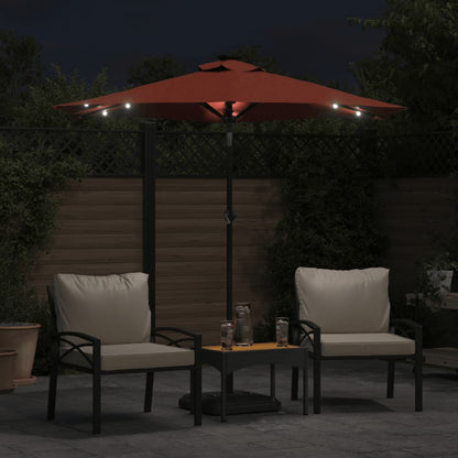 Sonnenschirm mit LED und Stahlmast Weiß 225x225x212 cm
