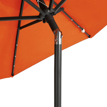 Sonnenschirm mit LED und Stahlmast Weiß 225x225x212 cm